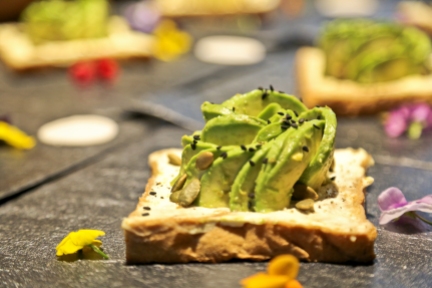 Our second course is this yummy avocado and cream cheese toastie